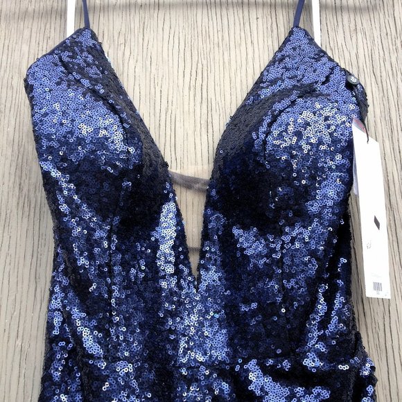 Alyce Paris 60304 Midnight Navy Blue Sequin Prom Formal Dress Gown Size 12 - Picture 6 of 13